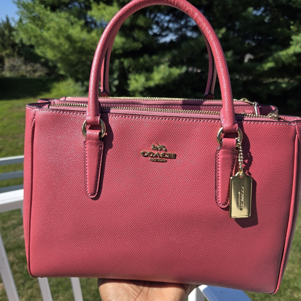 Coach Pink Leather Tote Bag - Picture 7 of 10